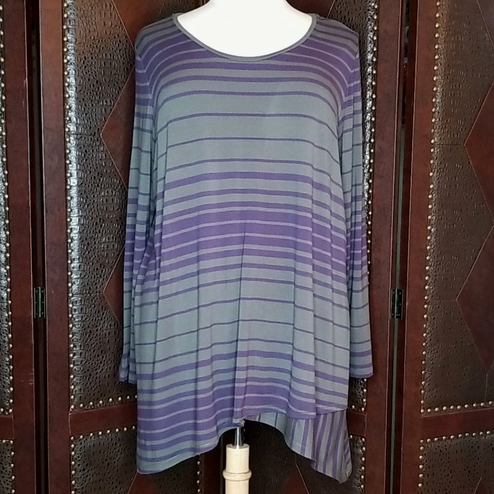 LOGO light greyish hunter green & Navy Blue Striped Long Sleeve …